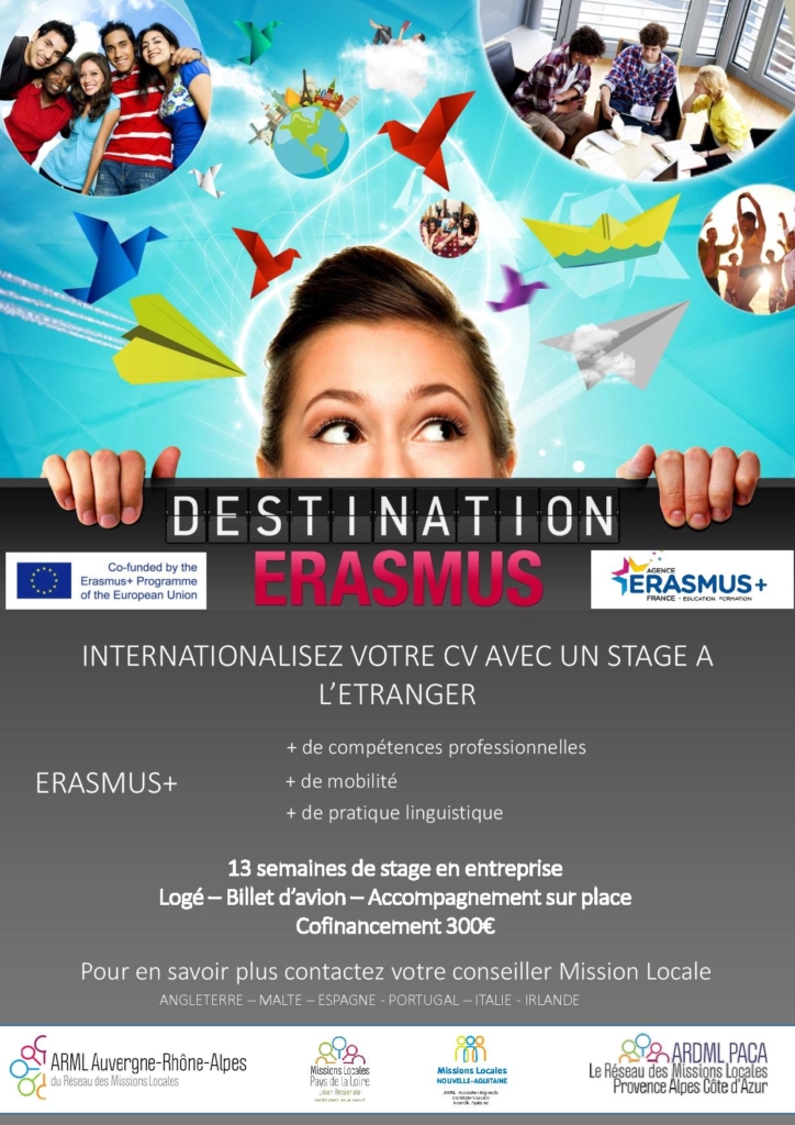 Mobilité international pour les jeunes 18/25 ans avec Eramus +