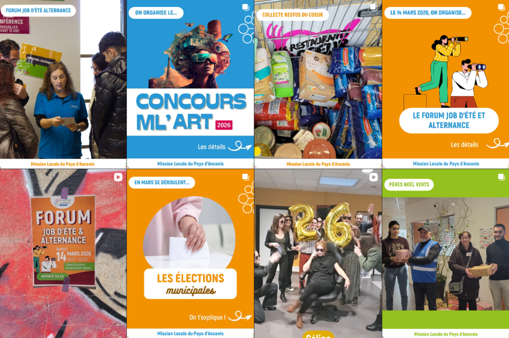 Capture d'écran du feed Instagram de la Mission Locale.